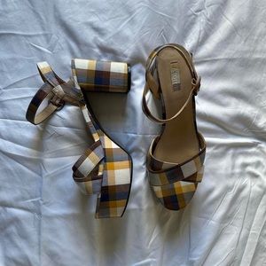 FOREVER 21 BLUE, YELLOW, BROWN, and WHITE PLATFORM HEELS